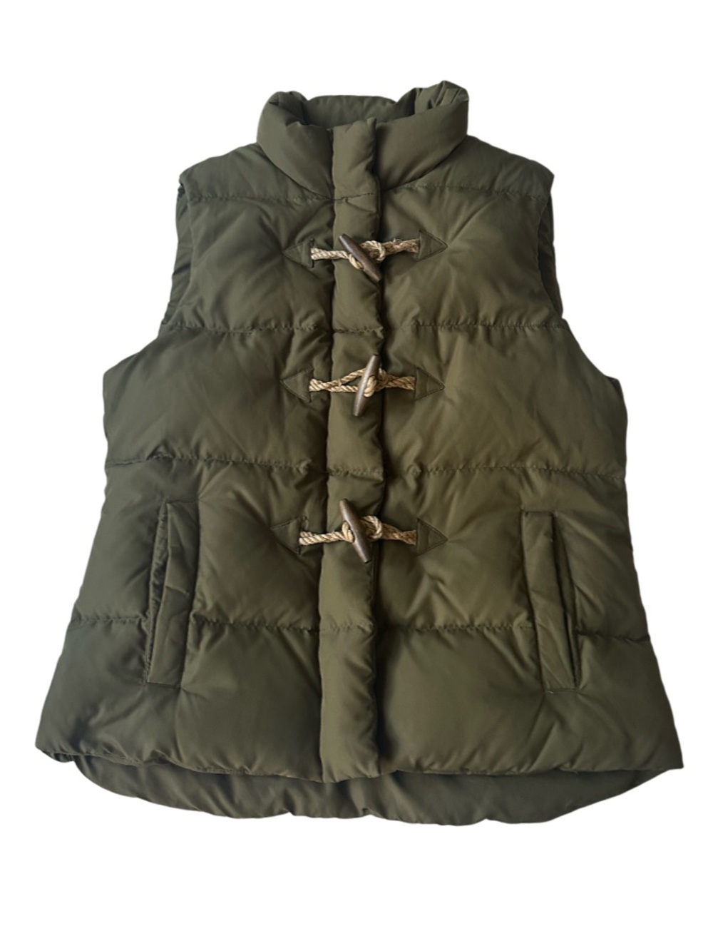 J.Crew olive green quilted puffer vest
